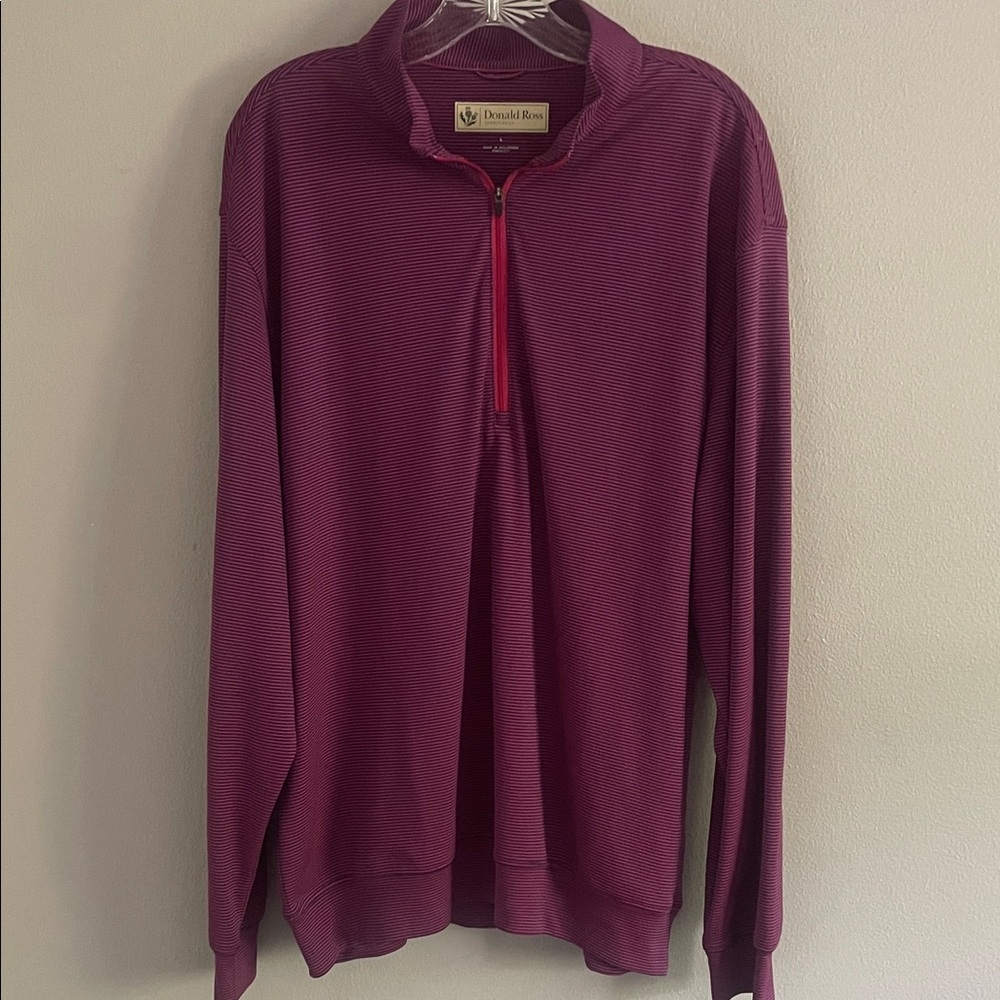 Donald Ross Striped Half Zip Pullover Shirt Size L